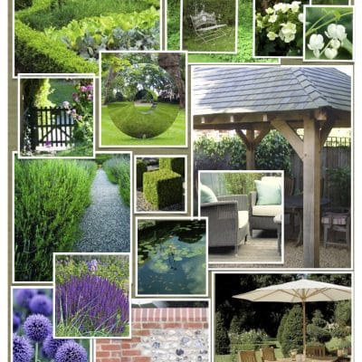 Mood board bespoke oak gazebo, bespoke garden design, hand crafted oak sculpture, focal point, outdoor entertaining, outdoor lounge