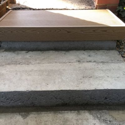 Floating timber step unit in situ, South View, Crowborough
