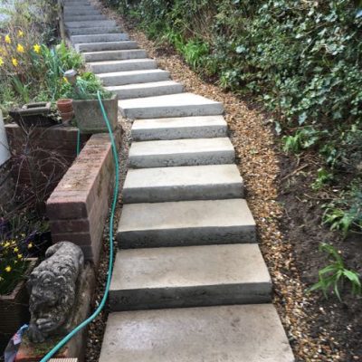 Completed concrete steps awaiting treads, South View, Crowborough