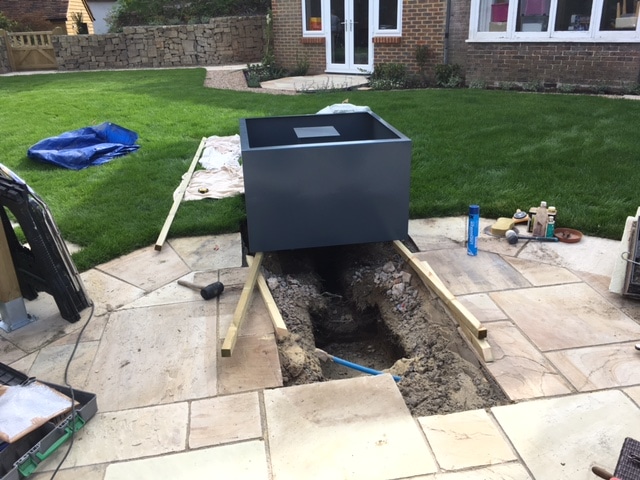 Installation of water feature, Lynton, East Grinstead