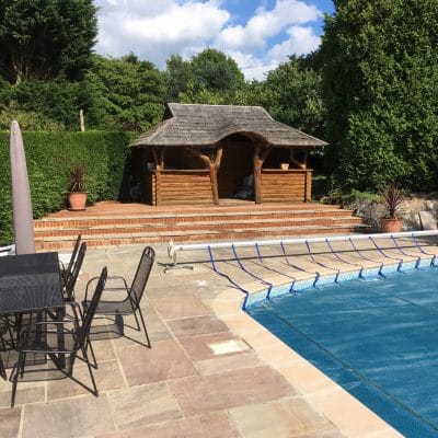 Pool house steps and restored pool side paving, Brownheath, Buxted