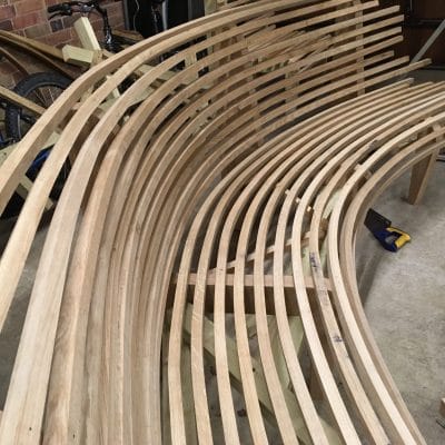 Curved steam bent bench, East Sussex