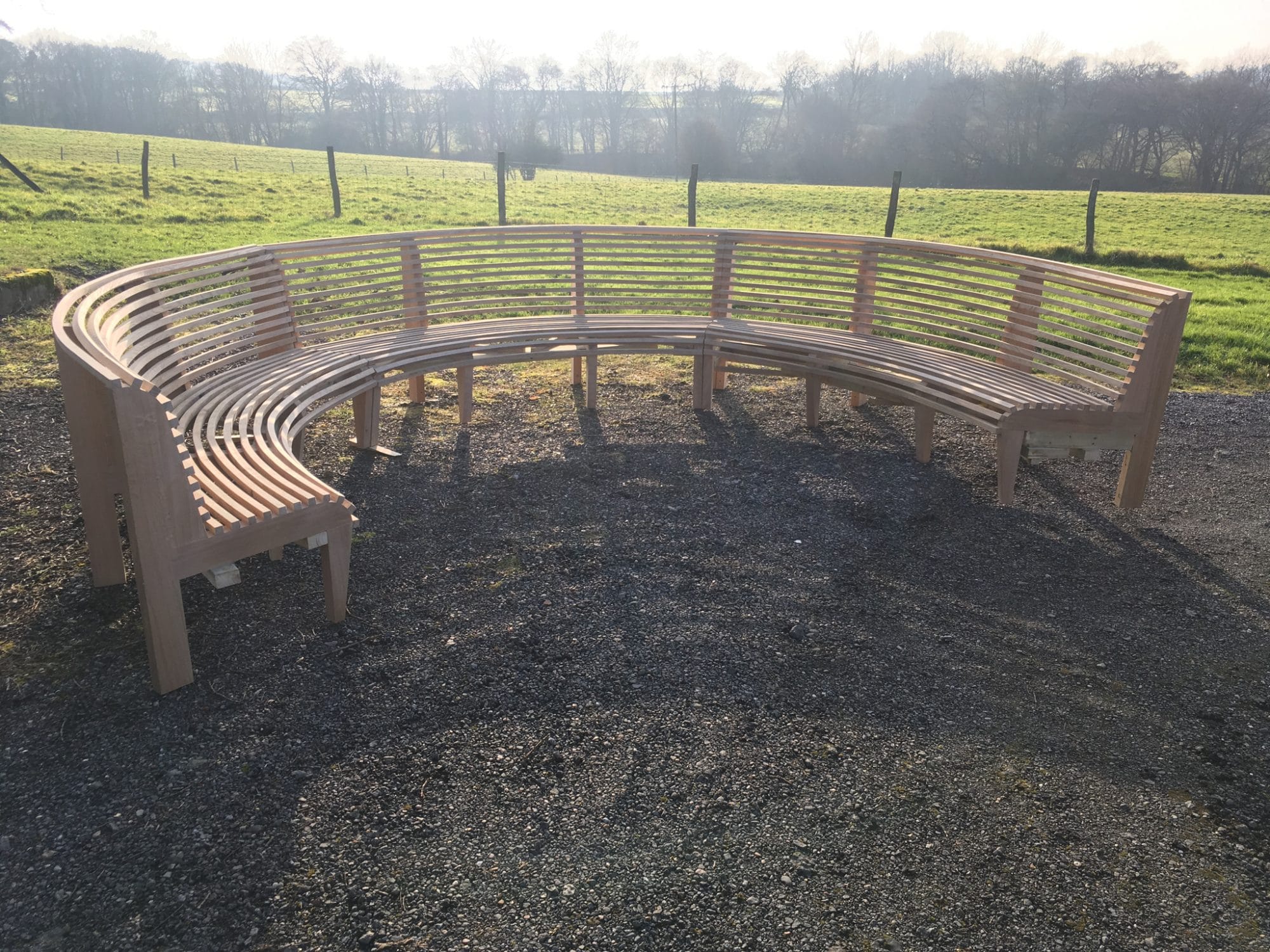 Curved steam bent bench, East Sussex
