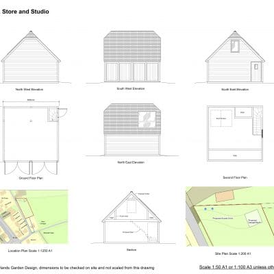 Designed for planning approval for rural planning permission on bespoke timber garage with garden studio and garden office design Sussex Kent Surrey