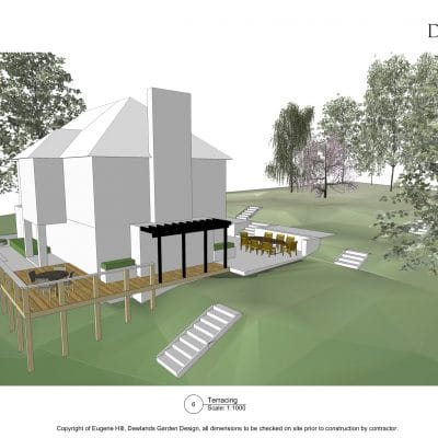 3D model which includes the shape of the land, the house and other key features garden design tricks Kent Sussex Surrey