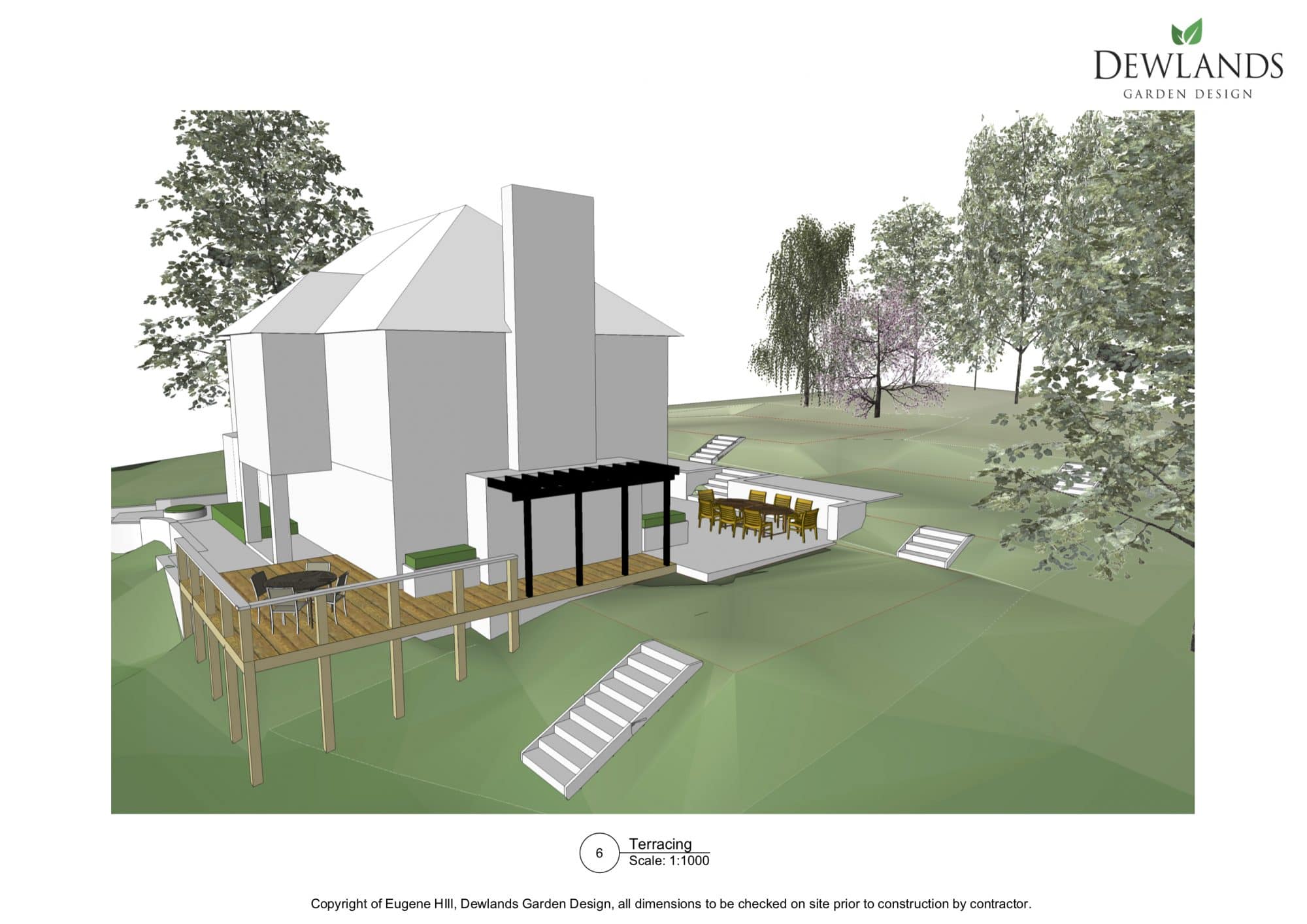 3D model which includes the shape of the land, the house and other key features garden design tricks Kent Sussex Surrey