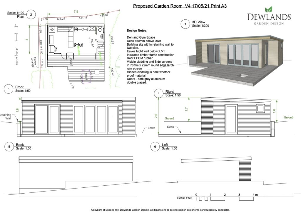 Garden Room drawings for planning permission Sussex Kent