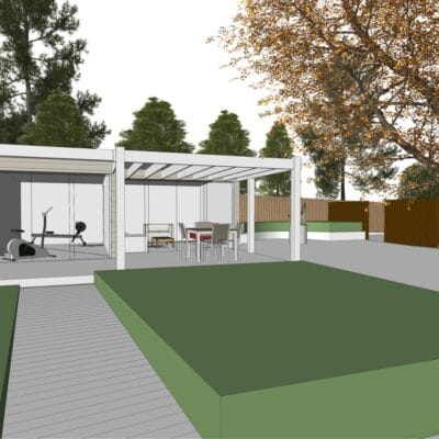 Garden room gym and den 3D design Sussex Kent